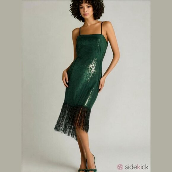 SHEIN green sequin tassle dress Medium - Picture 1 of 7